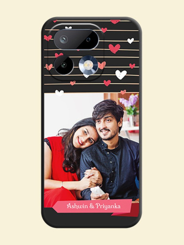 Love Pattern with Name on Pink Ribbon on Photo On Space Black Custom Soft Matte Mobile Back Cover - Realme 16 Pro 5G