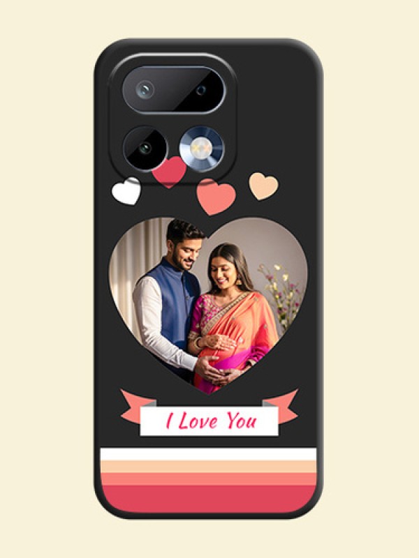Love Shaped Photo with Colorful Stripes On Space Black Custom Soft Matte Mobile Back Cover - Realme 16 Pro 5G