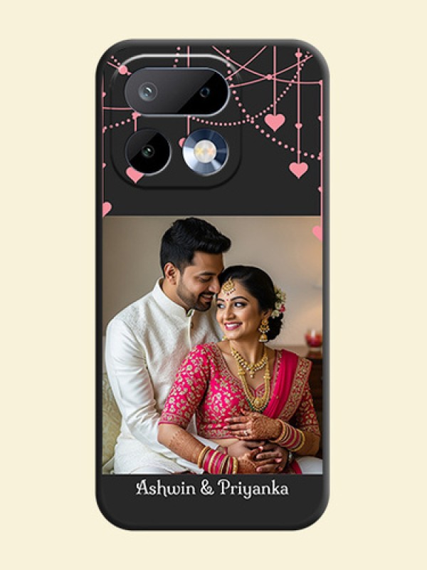 Pink Love Hangings with Text On Space Black Custom Soft Matte Mobile Back Cover - Realme 16 Pro 5G