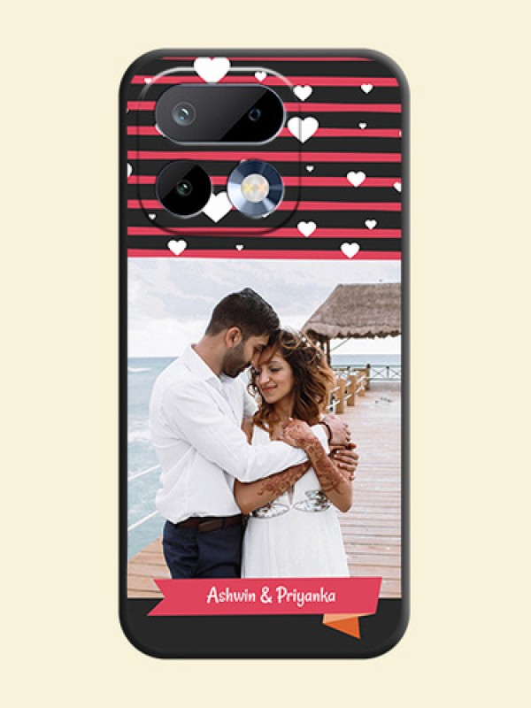 White Color Love Symbols with Pink Lines Pattern On Space Black Custom Soft Matte Mobile Back Cover - Realme 16 Pro 5G