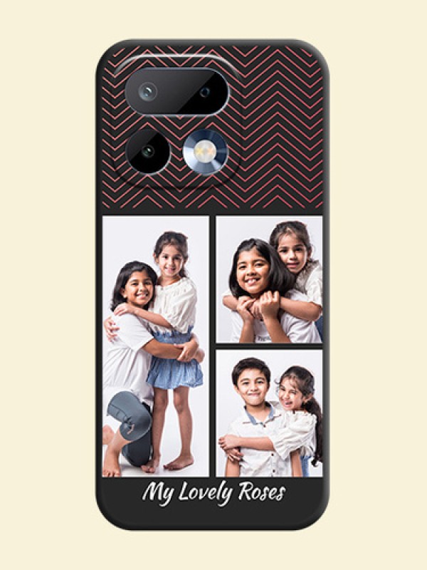 Wave Pattern with 3 Image Holder On Space Black Custom Soft Matte Mobile Back Cover - Realme 16 Pro 5G