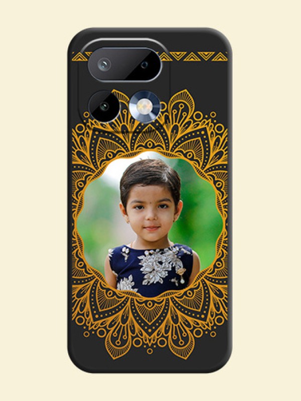 Round Image with Floral Design On Space Black Custom Soft Matte Mobile Back Cover - Realme 16 Pro 5G