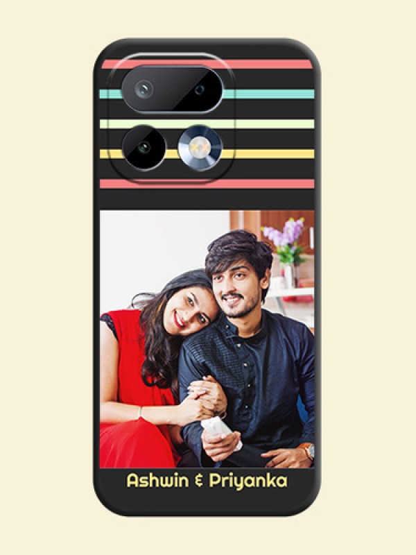 Color Stripes with Photo and Text on Photo On Space Black Custom Soft Matte Mobile Back Cover - Realme 16 Pro 5G