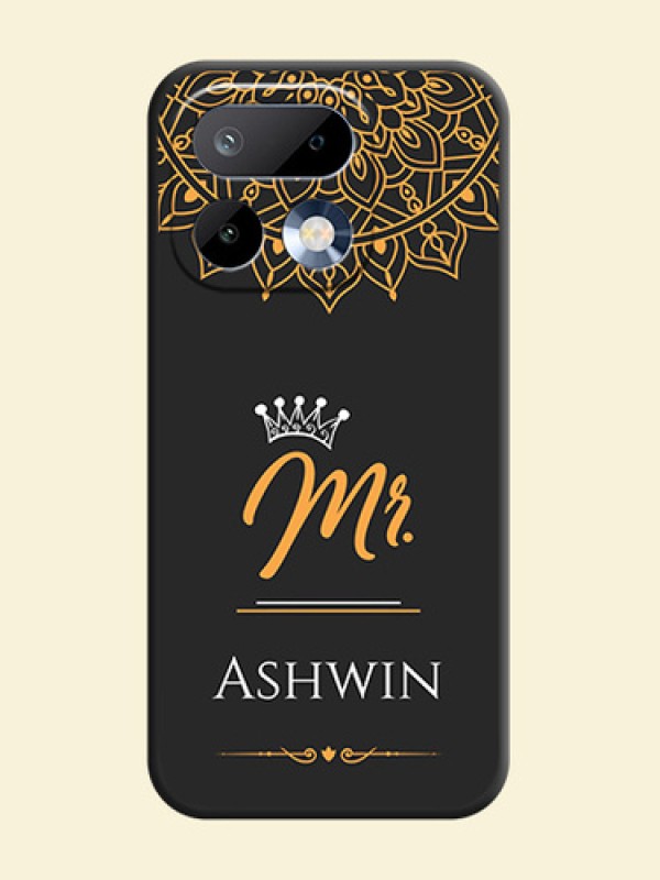 Mr Name with Floral Design On Space Black Custom Soft Matte Mobile Back Cover - Realme 16 Pro 5G