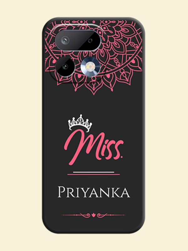 Mrs Name with Floral Design On Space Black Custom Soft Matte Mobile Back Cover - Realme 16 Pro 5G