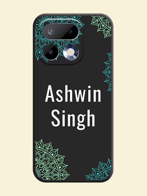 Your Name with Floral Design On Space Black Custom Soft Matte Mobile Back Cover - Realme 16 Pro 5G