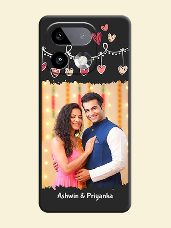 Pink Love Hangings with Name On Space Black Custom Soft Matte Mobile Back Cover - Realme 16 Pro Plus 5G