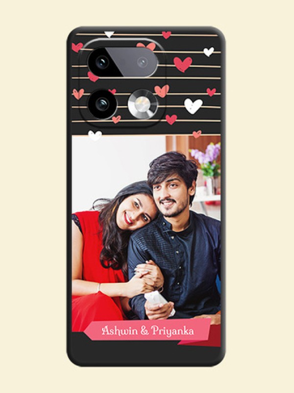 Love Pattern with Name on Pink Ribbon on Photo On Space Black Custom Soft Matte Mobile Back Cover - Realme 16 Pro Plus 5G