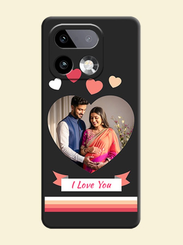 Love Shaped Photo with Colorful Stripes On Space Black Custom Soft Matte Mobile Back Cover - Realme 16 Pro Plus 5G