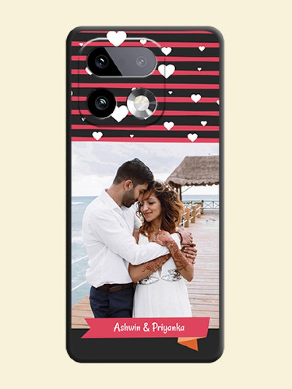 White Color Love Symbols with Pink Lines Pattern On Space Black Custom Soft Matte Mobile Back Cover - Realme 16 Pro Plus 5G