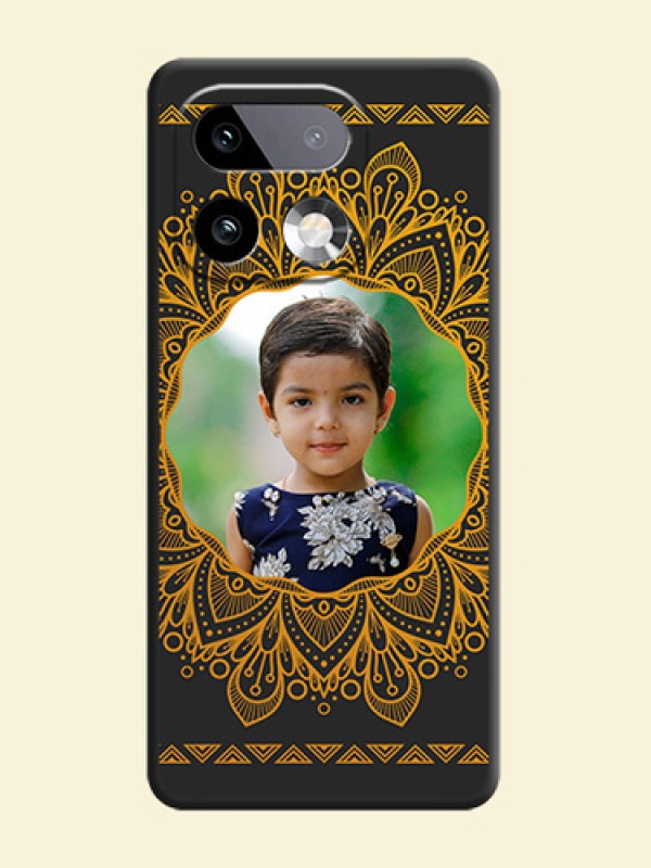 Round Image with Floral Design On Space Black Custom Soft Matte Mobile Back Cover - Realme 16 Pro Plus 5G