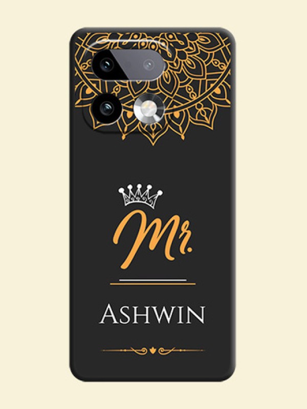 Mr Name with Floral Design On Space Black Custom Soft Matte Mobile Back Cover - Realme 16 Pro Plus 5G