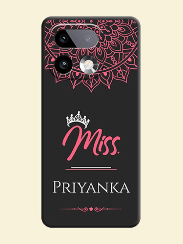 Mrs Name with Floral Design On Space Black Custom Soft Matte Mobile Back Cover - Realme 16 Pro Plus 5G