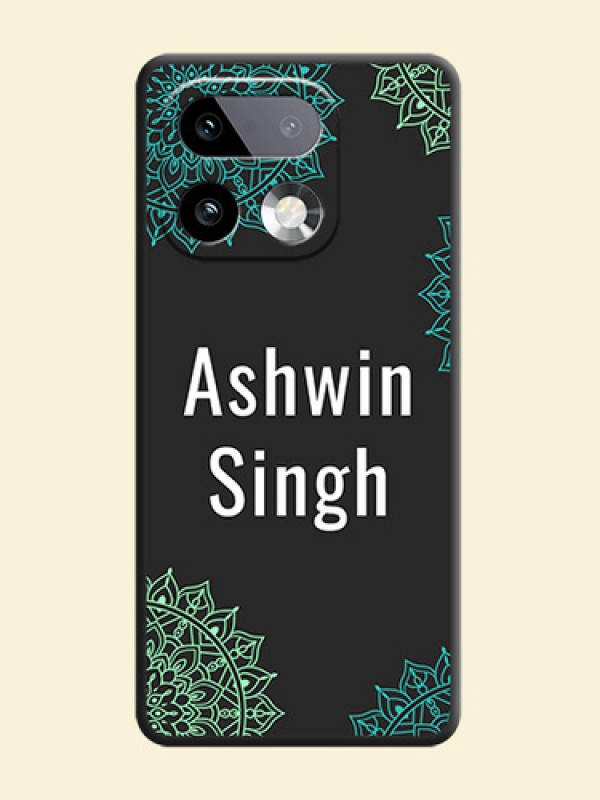 Your Name with Floral Design On Space Black Custom Soft Matte Mobile Back Cover - Realme 16 Pro Plus 5G