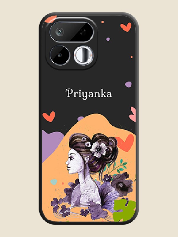 Namecase For Her With Fancy Lady Image On Space Black Custom Soft Matte Mobile Back Cover - Realme 16T 5G