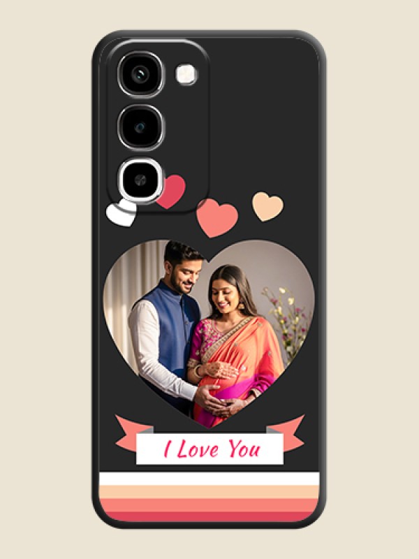 Love Shaped Photo with Colorful Stripes On Space Black Custom Soft Matte Mobile Back Cover - Realme 16x 5G