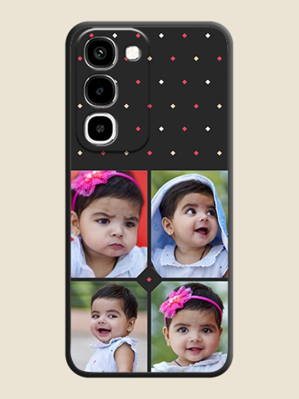 Multicolor Dotted Pattern with 4 Image Holder On Space Black Custom Soft Matte Mobile Back Cover - Realme 16x 5G