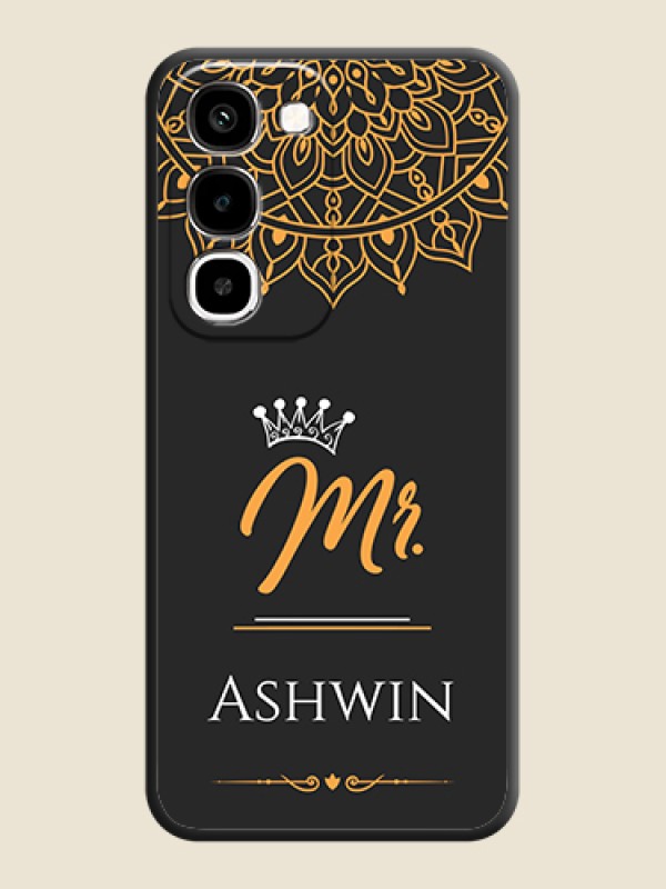 Mr Name with Floral Design On Space Black Custom Soft Matte Mobile Back Cover - Realme 16x 5G