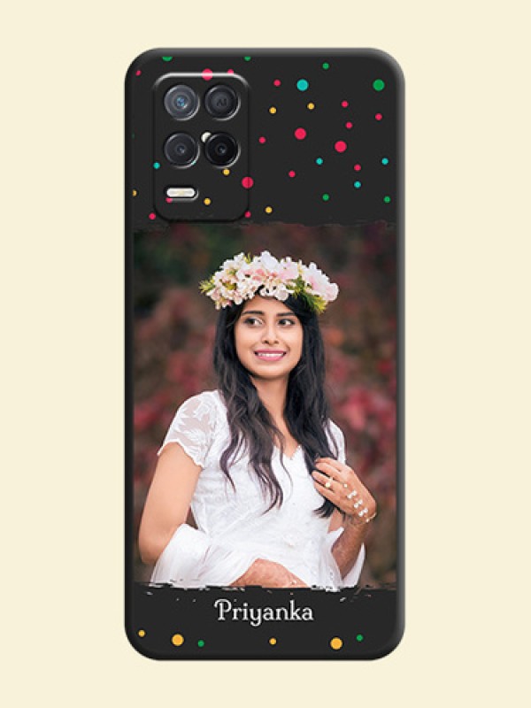 Multicolor Dotted Pattern with Text on Space Black Custom Soft Matte Phone Back Cover - Realme 8 5G