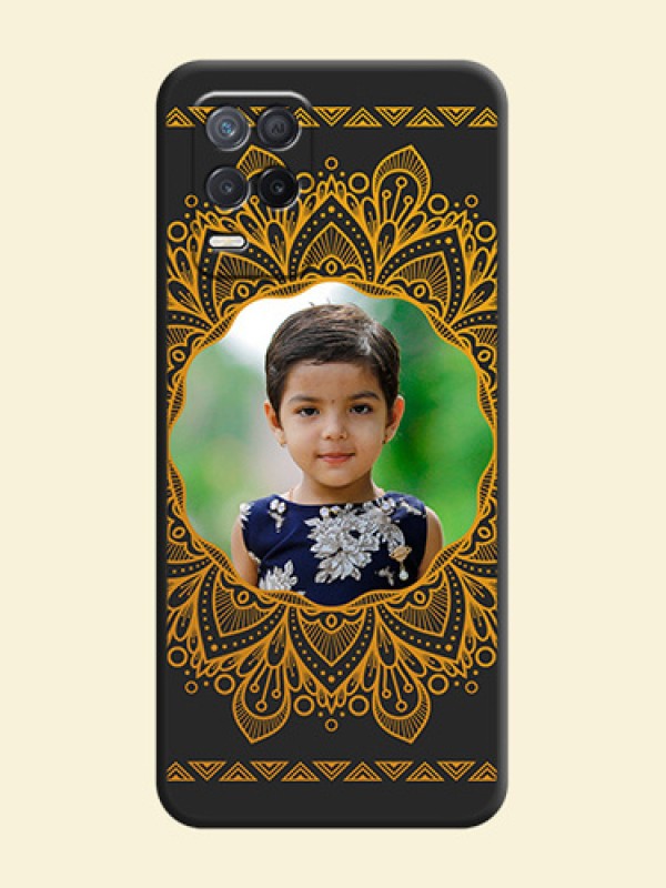 Round Image with Floral Design on Photo on Space Black Soft Matte Mobile Cover - Realme 8 5G