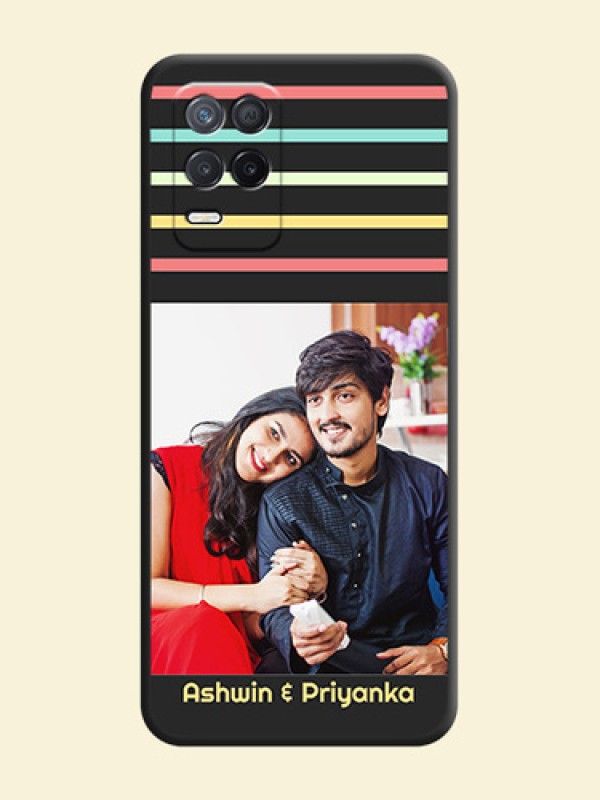 Color Stripes with Photo and Text on Photo on Space Black Soft Matte Mobile Case - Realme 8 5G