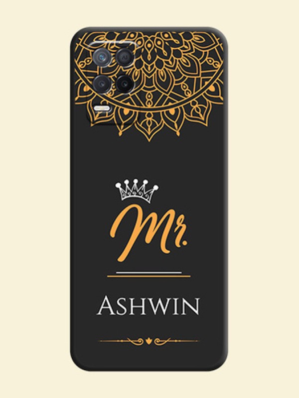 Mr Name with Floral Design  on Personalised Space Black Soft Matte Cases - Realme 8 5G