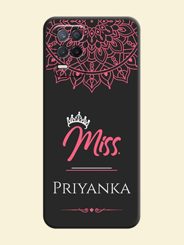 Mrs Name with Floral Design on Space Black Personalized Soft Matte Phone Covers - Realme 8 5G