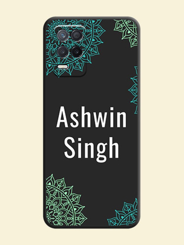 Your Name with Floral Design on Space Black Custom Soft Matte Back Cover - Realme 8 5G