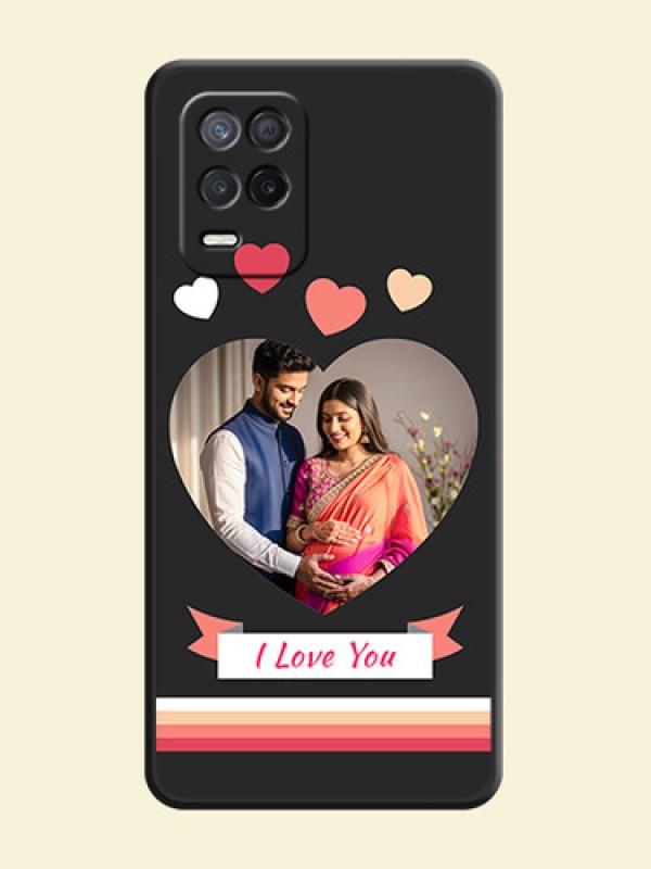 Love Shaped Photo with Colorful Stripes on Personalised Space Black Soft Matte Cases - Realme 8s 5G