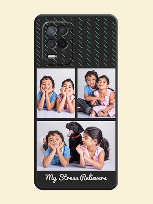 Cross Dotted Pattern with 2 Image Holder  on Personalised Space Black Soft Matte Cases - Realme 8s 5G