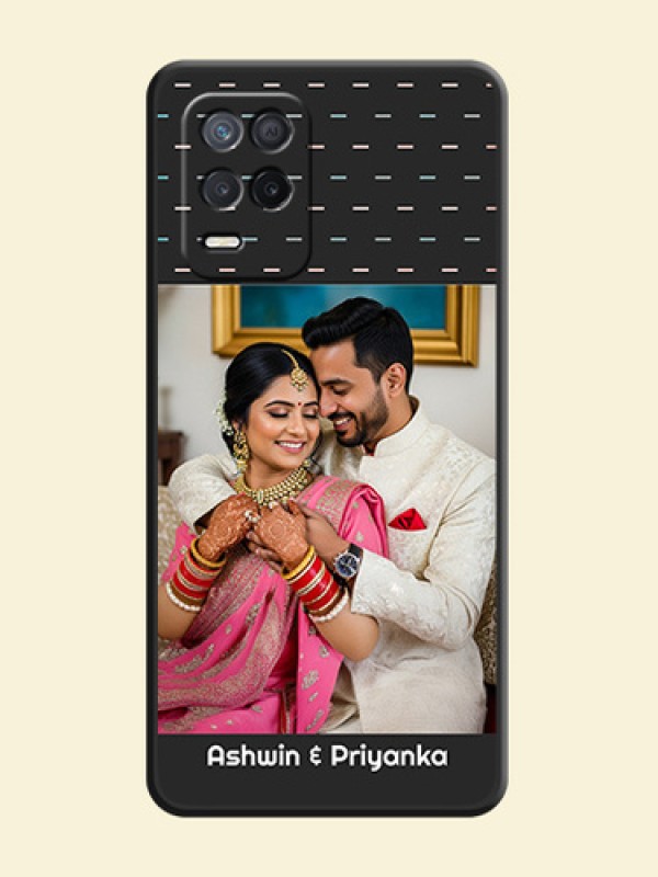 Line Pattern Design with Text on Space Black Custom Soft Matte Phone Back Cover - Realme 8s 5G