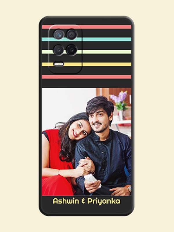 Color Stripes with Photo and Text on Photo on Space Black Soft Matte Mobile Case - Realme 8s 5G