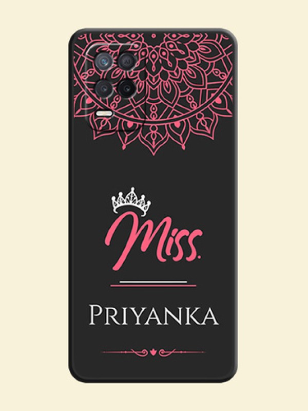 Mrs Name with Floral Design on Space Black Personalized Soft Matte Phone Covers - Realme 8s 5G