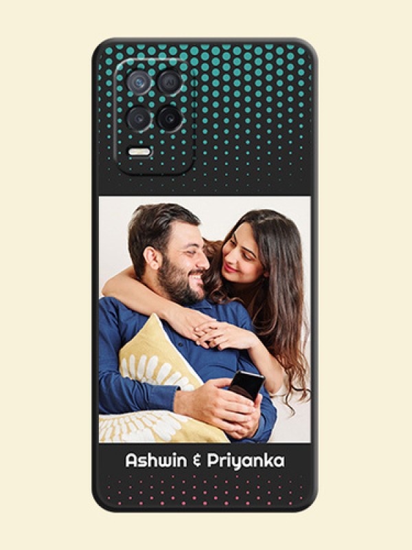 Faded Dots with Grunge Photo Frame and Text on Space Black Custom Soft Matte Phone Cases - Realme 8s 5G