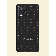 Simple Pattern With Custom Text On Space Black Personalized Soft Matte Phone Covers -Realme 8S 5G