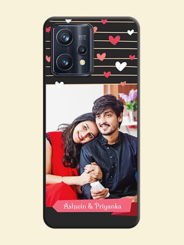 Love Pattern with Name on Pink Ribbon  on Photo on Space Black Soft Matte Back Cover - Realme 9 4G