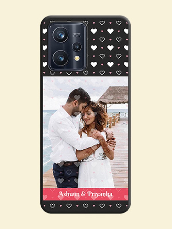 White Color Love Symbols with Text Design on Photo on Space Black Soft Matte Phone Cover - Realme 9 4G