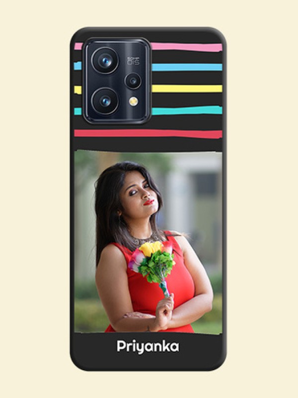 Multicolor Lines with Image on Space Black Personalized Soft Matte Phone Covers - Realme 9 4G