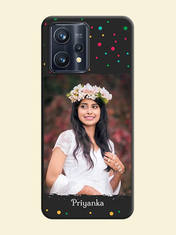 Multicolor Dotted Pattern with Text on Space Black Custom Soft Matte Phone Back Cover - Realme 9 4G