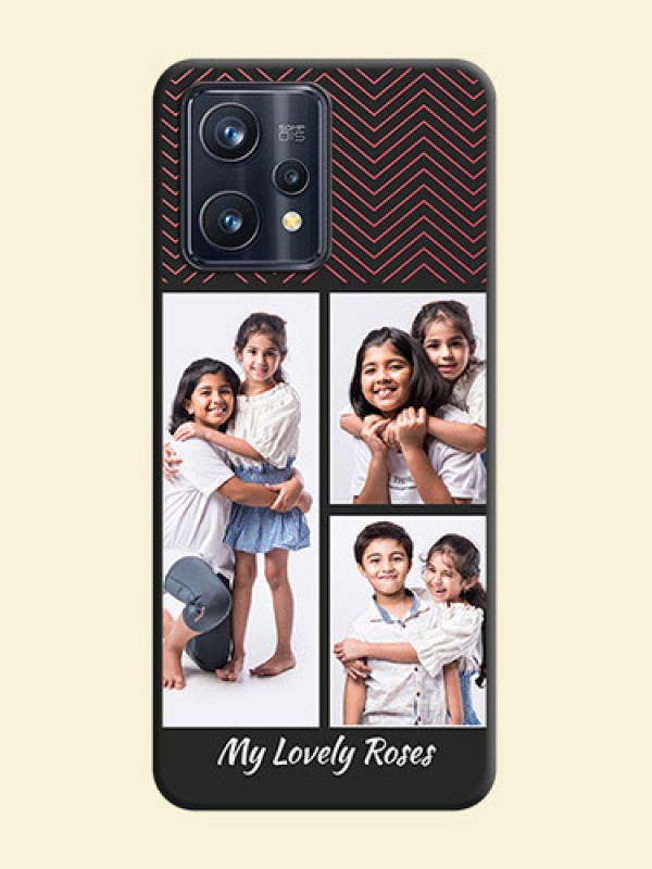 Wave Pattern with 3 Image Holder on Space Black Custom Soft Matte Back Cover - Realme 9 4G