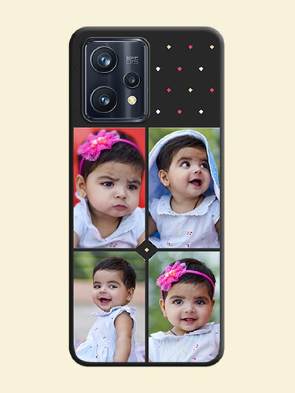 Multicolor Dotted Pattern with 4 Image Holder on Space Black Custom Soft Matte Phone Cases - Realme 9 4G