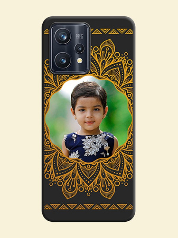 Round Image with Floral Design on Photo on Space Black Soft Matte Mobile Cover - Realme 9 4G