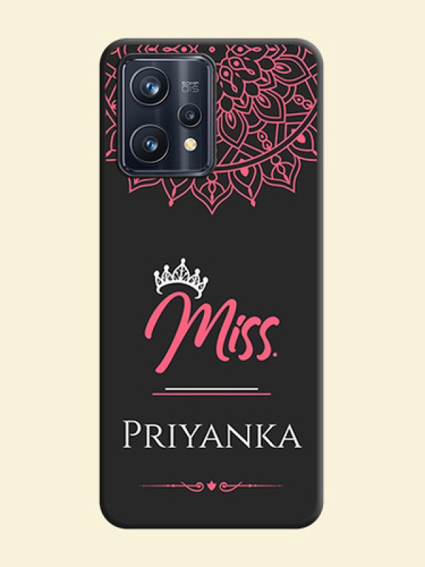 Mrs Name with Floral Design on Space Black Personalized Soft Matte Phone Covers - Realme 9 4G