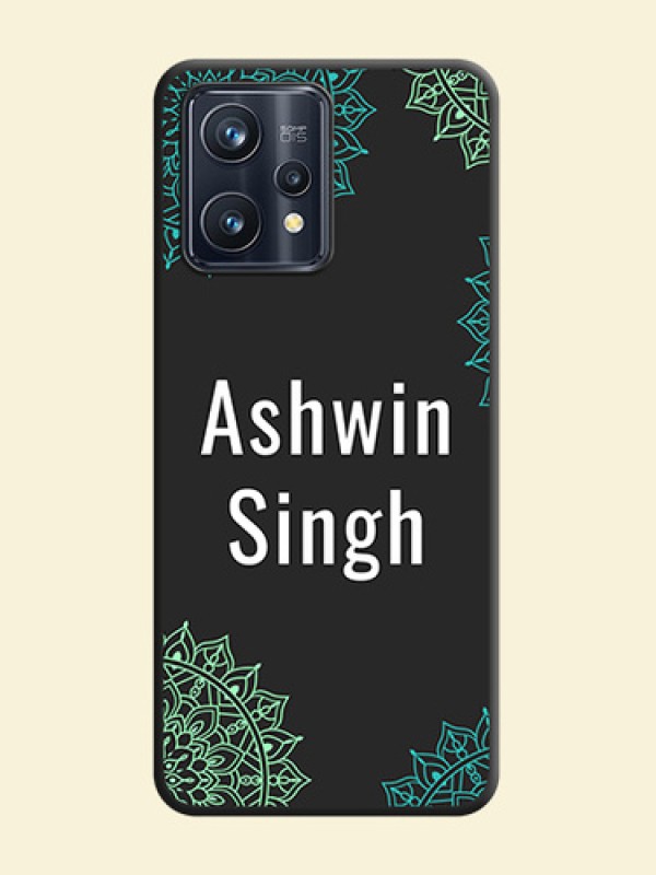 Your Name with Floral Design on Space Black Custom Soft Matte Back Cover - Realme 9 4G