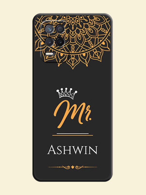 Mr Name with Floral Design  on Personalised Space Black Soft Matte Cases - Realme 9 5G