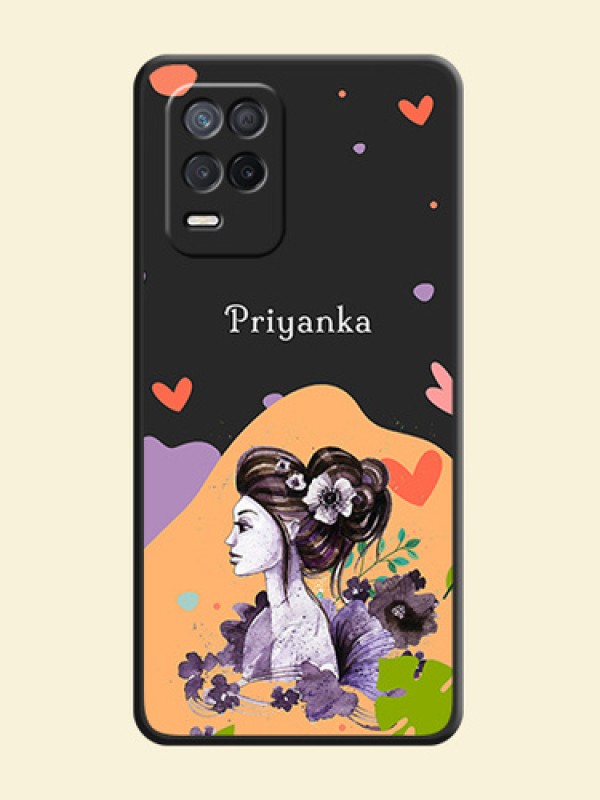 Namecase For Her With Fancy Lady Image On Space Black Personalized Soft Matte Phone Covers -Realme 9 5G