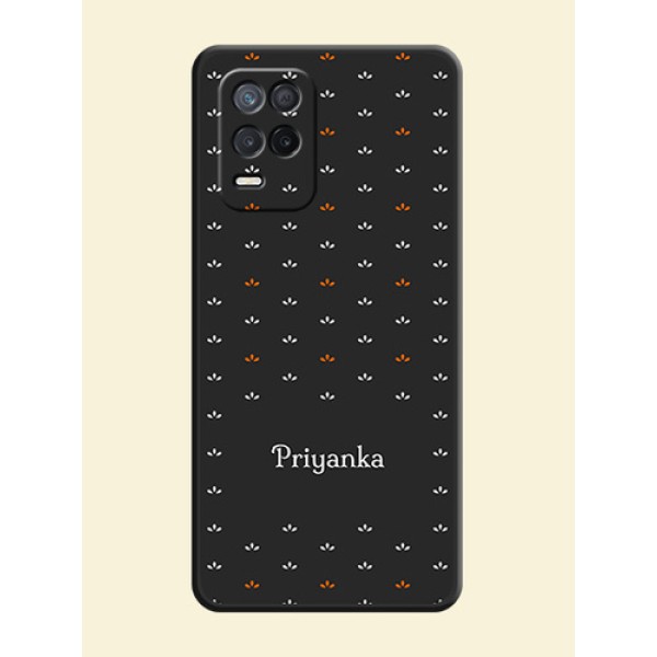 Simple Pattern With Custom Text On Space Black Personalized Soft Matte Phone Covers -Realme 9 5G Simple Pattern With Custom Text On Space Black Personalized Soft Matte Phone Covers -Realme 9 5G