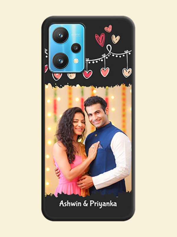 Pink Love Hangings with Name on Space Black Custom Soft Matte Phone Cases - Realme 9 Pro 5G