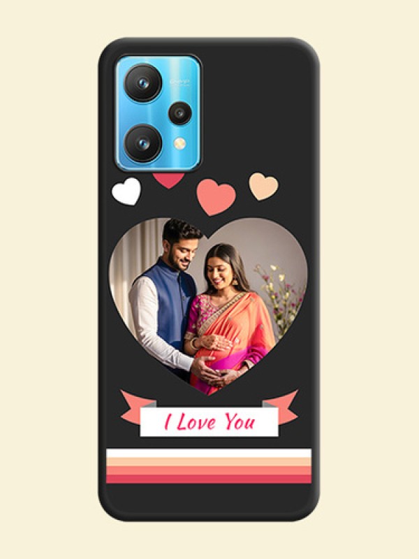 Love Shaped Photo with Colorful Stripes on Personalised Space Black Soft Matte Cases - Realme 9 Pro 5G