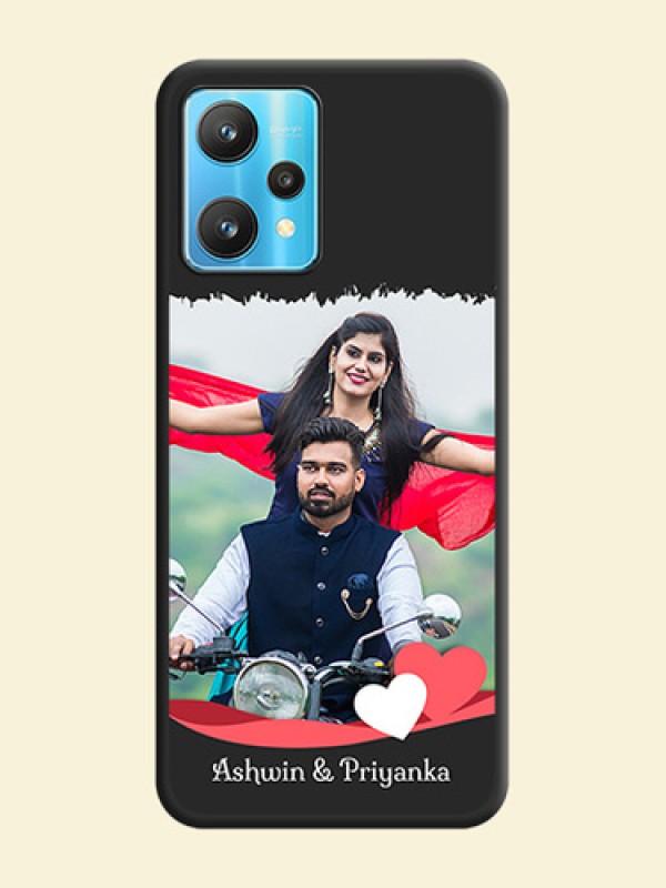 Pin Color Love Shaped Ribbon Design with Text on Space Black Custom Soft Matte Phone Back Cover - Realme 9 Pro 5G